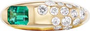 Uniform Object Dowry 18K Gold Emerald Cut Emerald & Diamond Ring