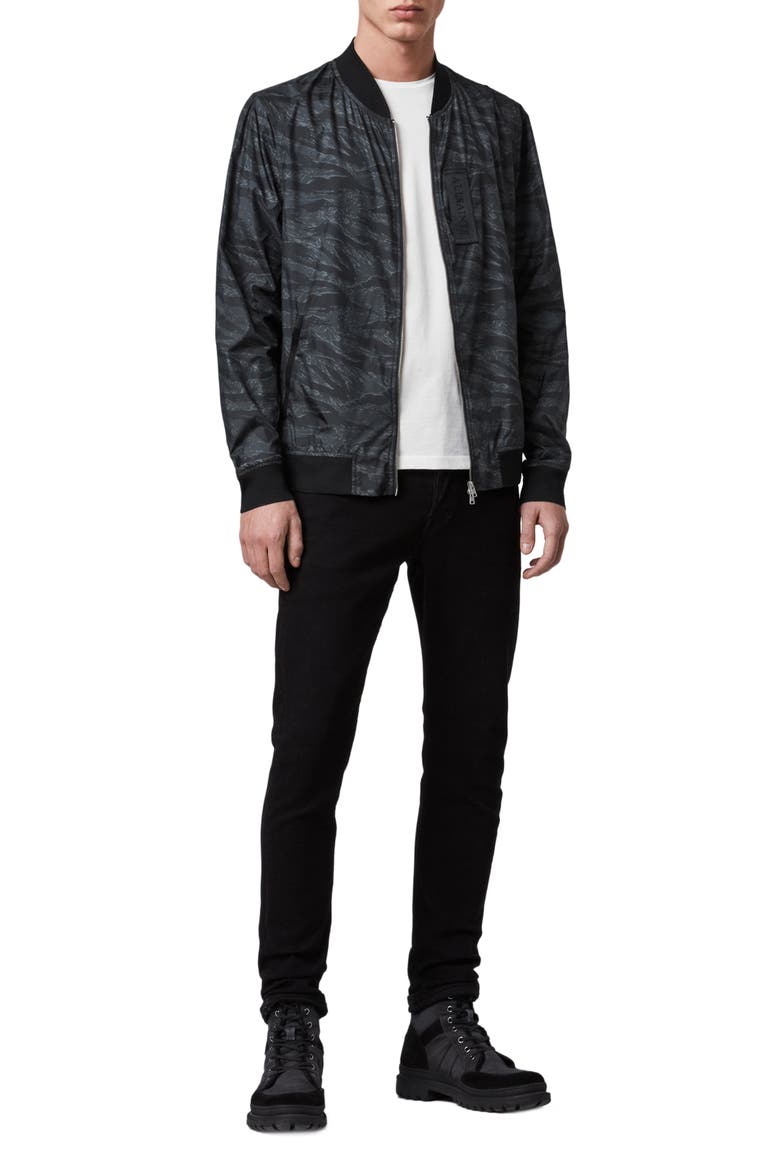 Norton Slim Fit Bomber Jacket, Alternate, color, WASHED BLACK CAMO