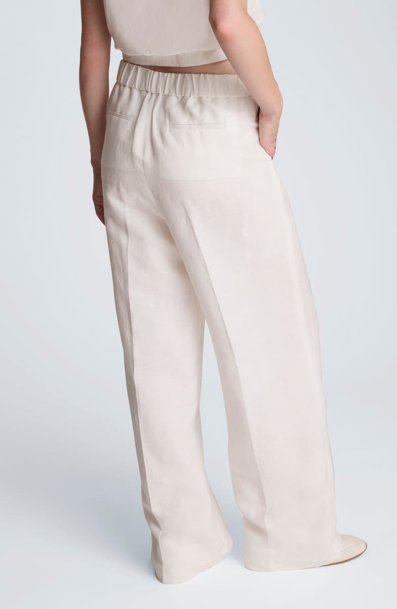 Kenneth Cole Pull-On Linen Blend Straight Leg Pants, Alternate, color, Pure White