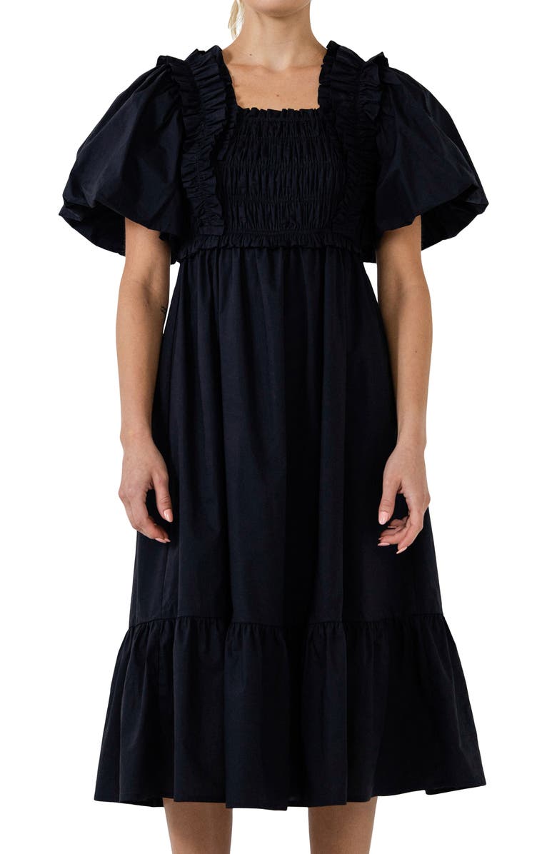 English Factory Ruffle Smocked Cotton Dress, Alternate, color,
