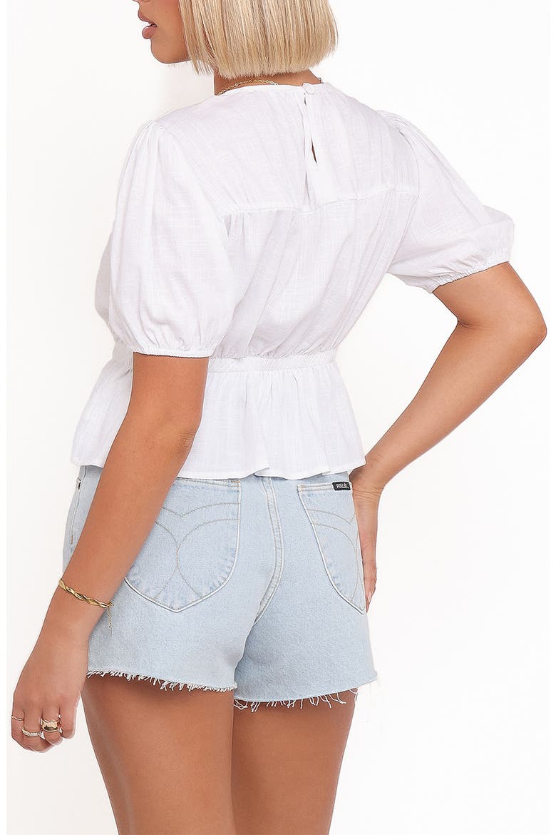Solstice Cotton & Linen Blend Peplum Top, Alternate, color, WHITE