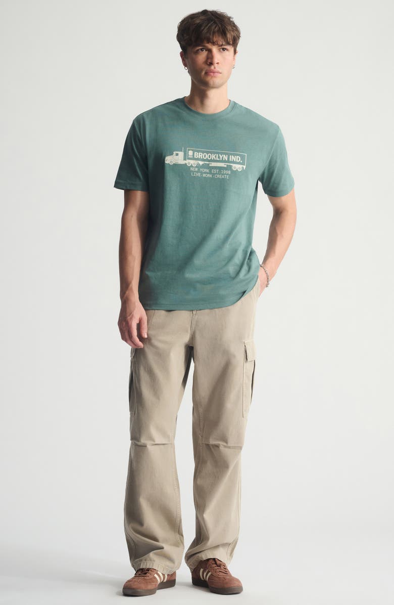 Brooklyn Industries Logo Truck Cotton Graphic T-Shirt, Alternate, color, Silver Pine