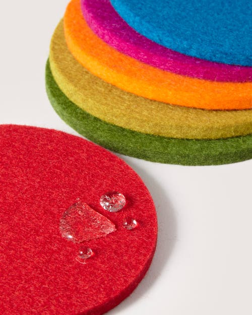 Graf & Lantz Graf Lantz Bierfilzl Merino Wool Round Coaster Multi 6 Pack In Rainbow