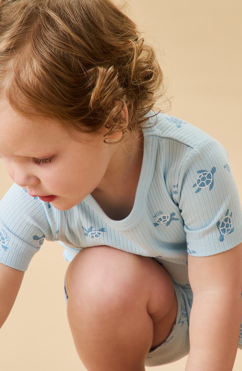 MORI Turtle Print Fitted Two-Piece Short Pajamas, Alternate, color, 