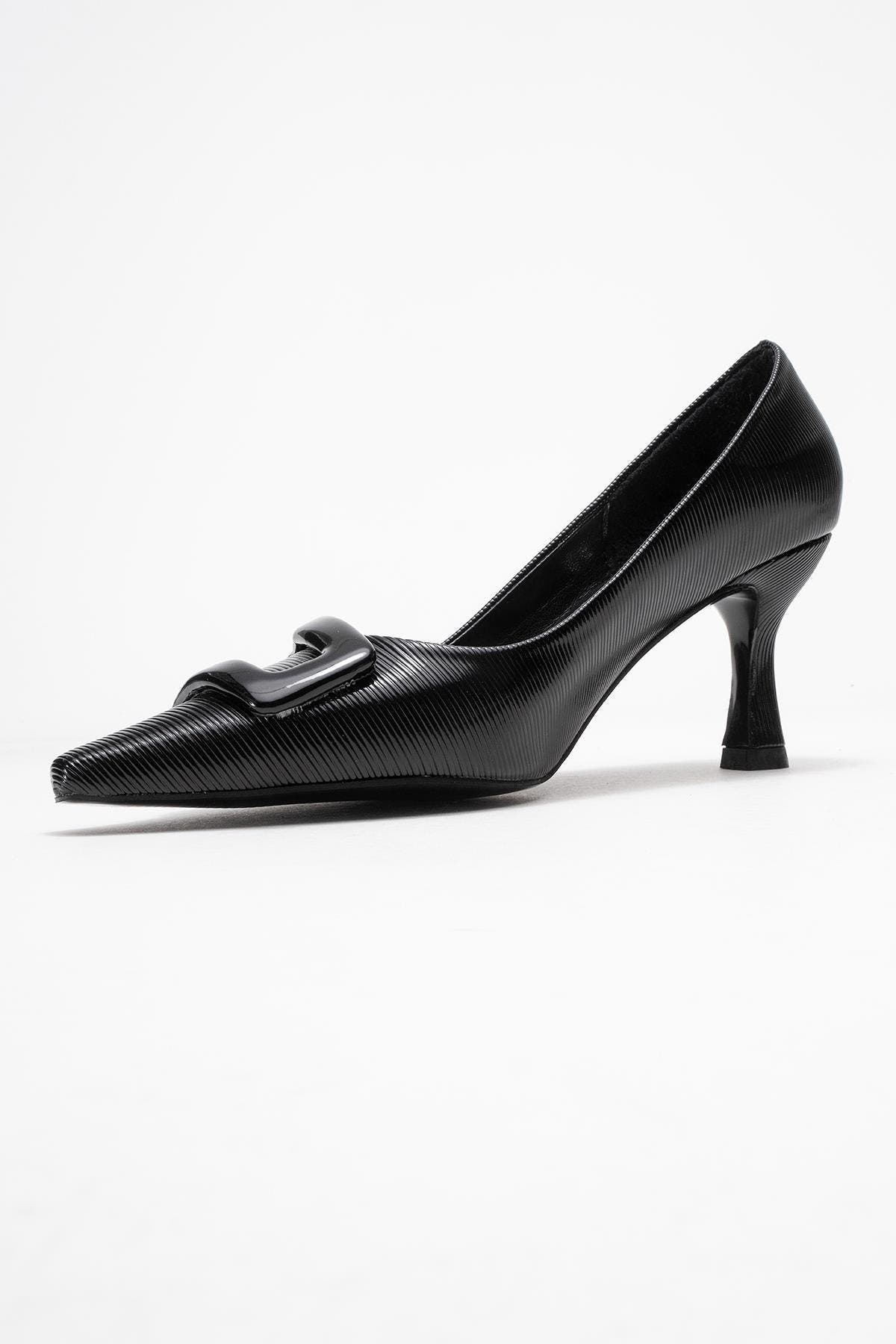 Prologue Shoes Astra Buckle Pointed Toe Pump, Alternate, color, Black