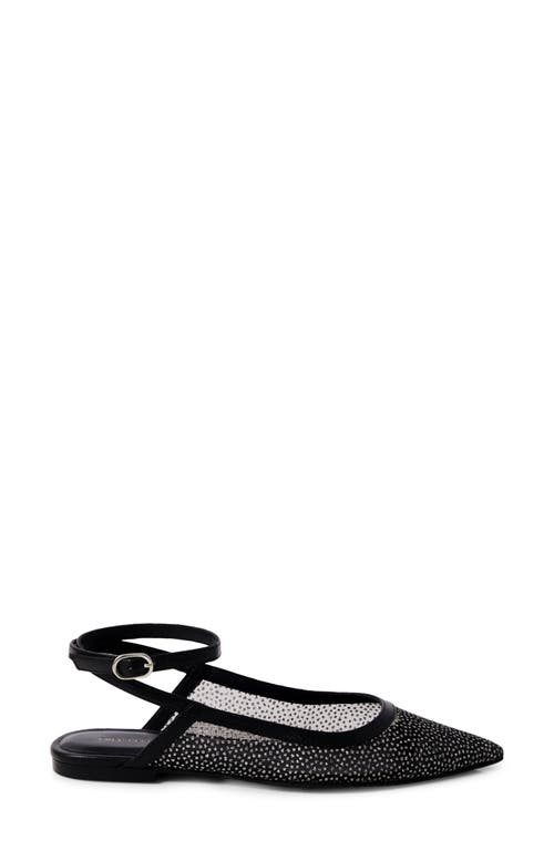 Free People Jules Glitter Mesh Pointed Toe Ankle Strap Flat In Black