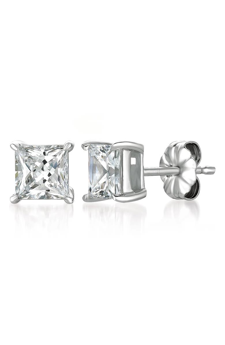 Crislu Cubic Zirconia Stud Earrings, Main, color, Platinum