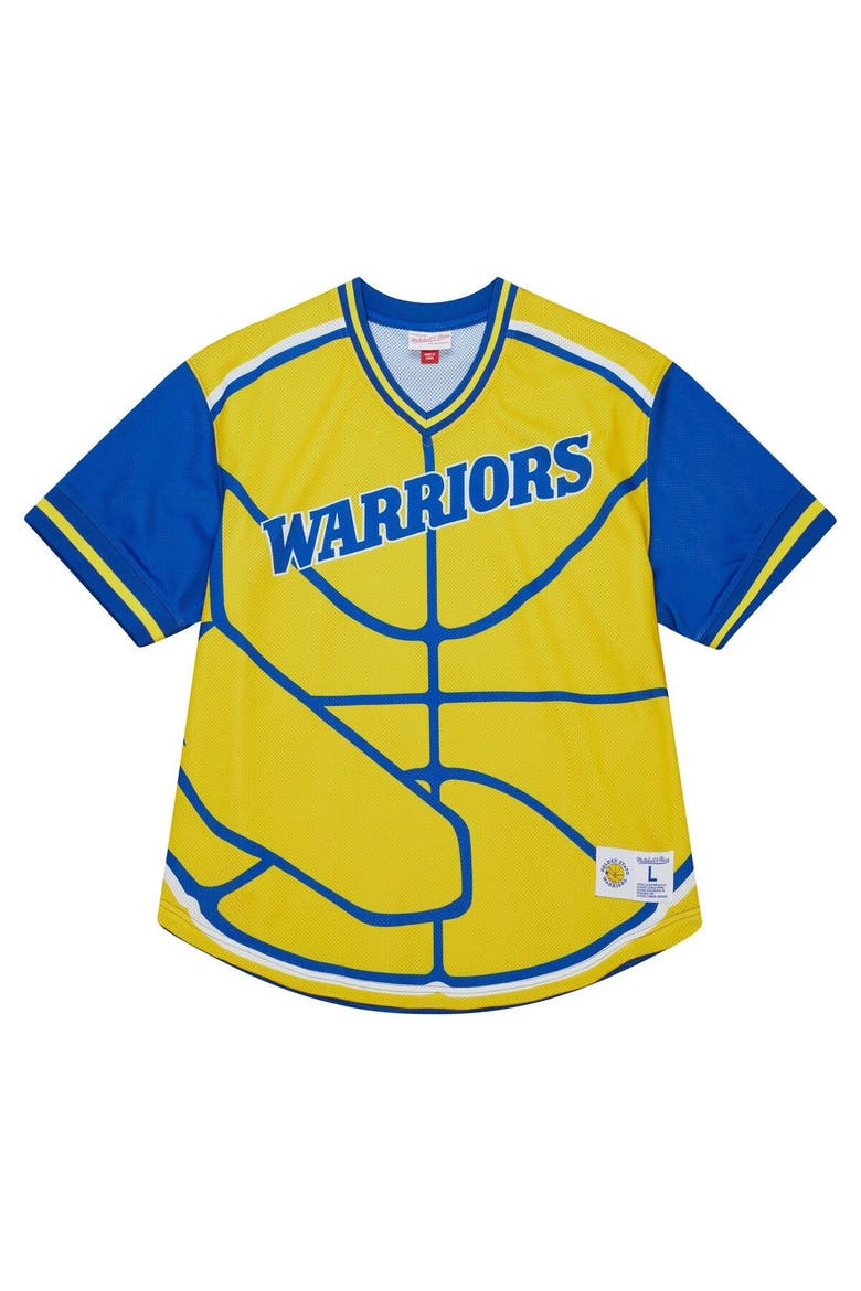 Men's Mitchell & Ness  Gold Golden State Warriors Jumbotron 3.0 Mesh V-Neck T-Shirt, Alternate, color, Gold