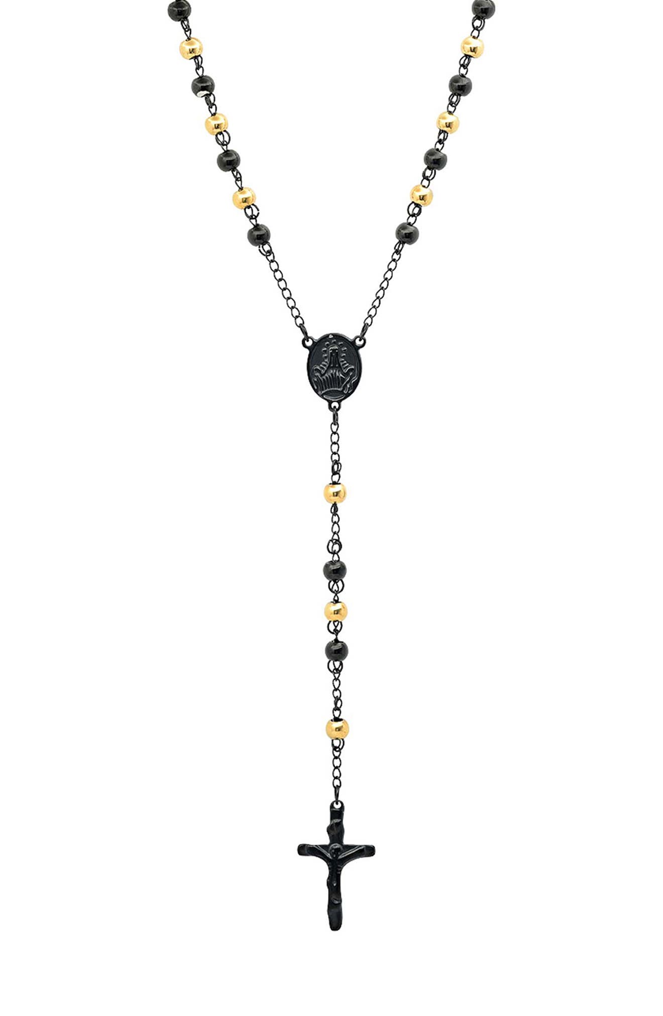 Men's 18k Gold Plated Rosary Necklace