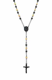Men's 18k Gold Plated Rosary Necklace