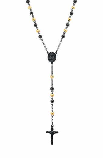 Men's 18k Gold Plated Rosary Necklace