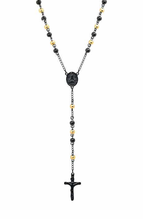 Men's 18k Gold Plated Rosary Necklace