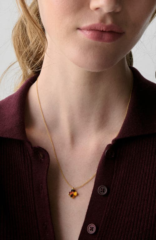 Kate Spade Cubic Zirconia Tortoise Flower Mini Pendant Necklace In Gold