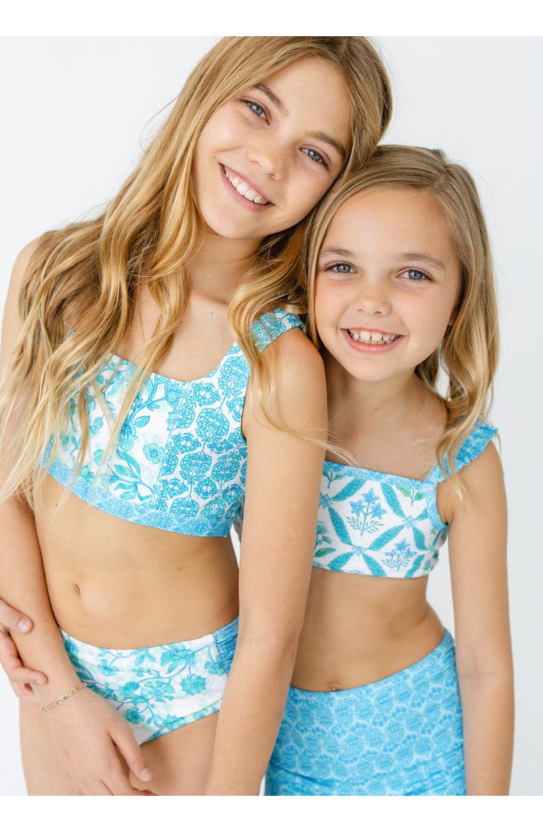 Cabana Life Girls 3-Piece Long Sleeve Rashguard Set, Alternate, color, Rosemary Beach