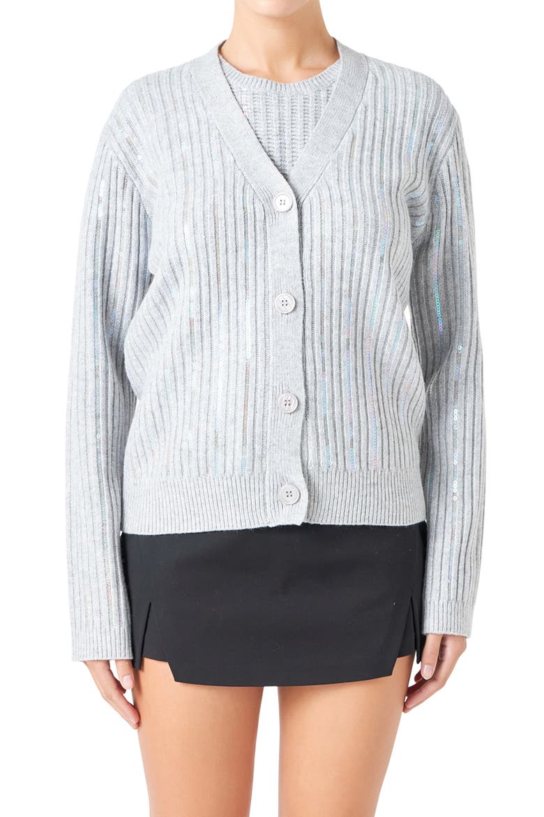 Sequin Rib Cardigan, Main, color, SILVER