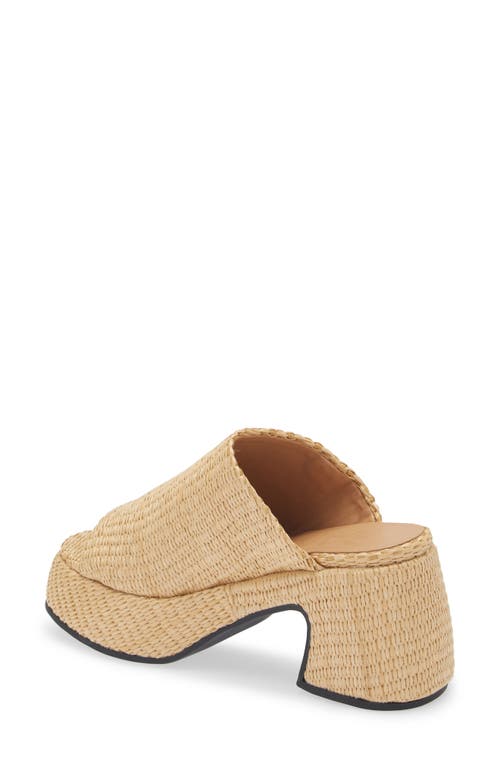 Ganni Butterfly Raffia Platform Slide Sandal In Nature