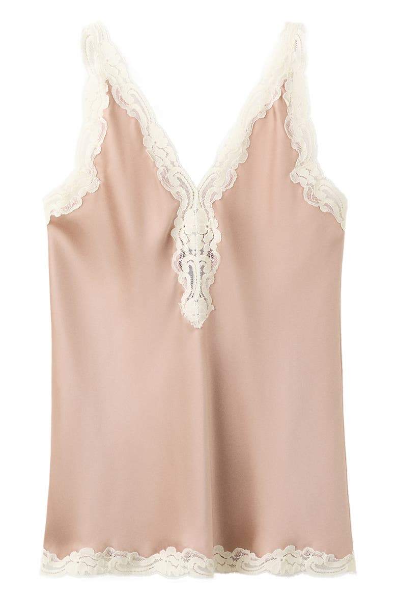Lace Trim Satin Tank, Main, color, LIGHT PINK