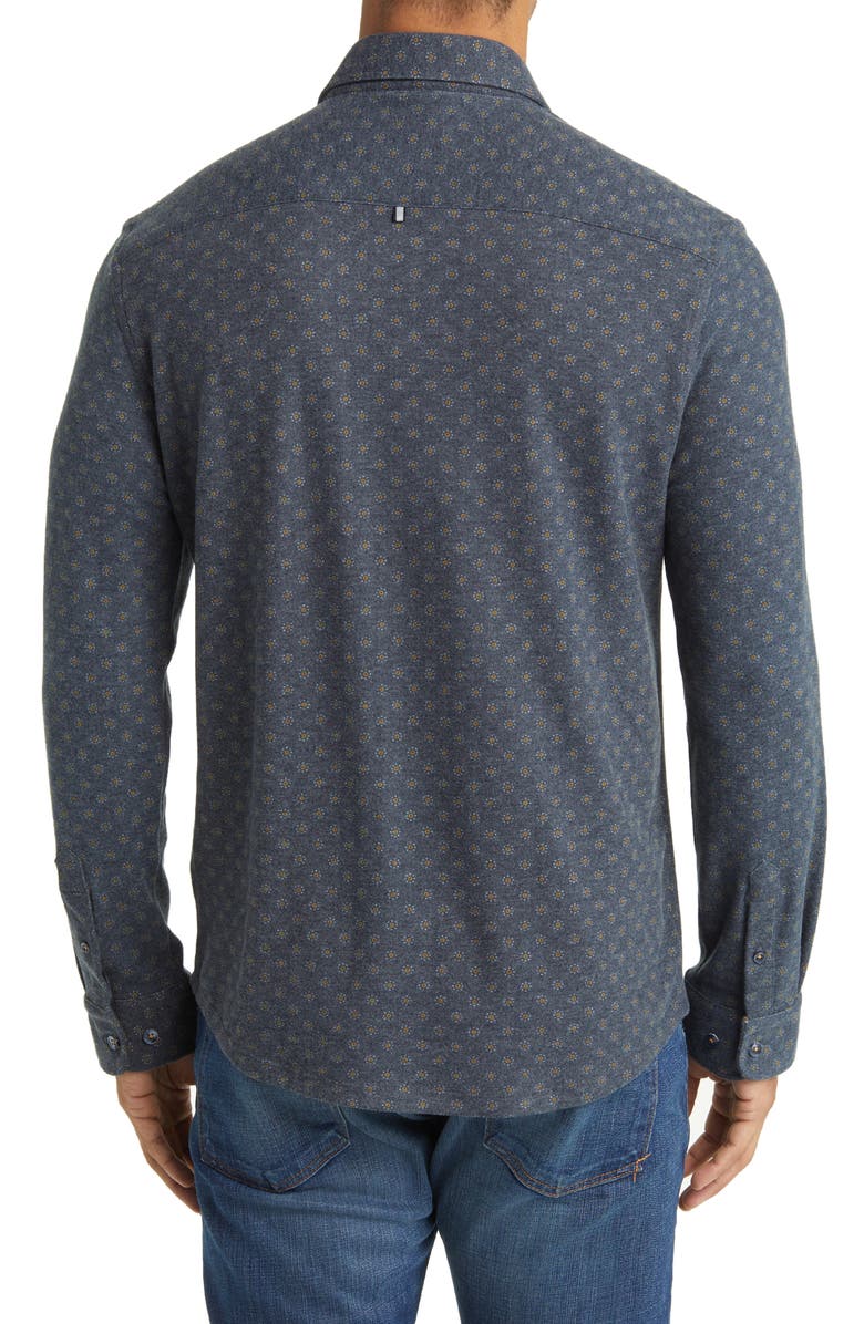 Stone Rose Geo Print Wrinkle Resistant Tech Fleece Button-Up Shirt, Alternate, color, 