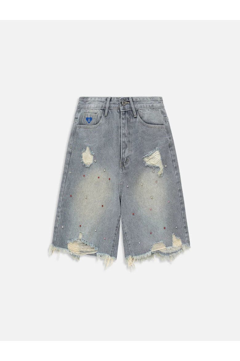 Rhinestone Application Jorts, Main, color, Blue