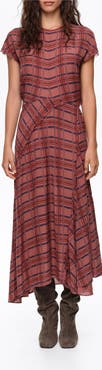 BIMBA Y LOLA Checked Fluid Midi Dress with Flare