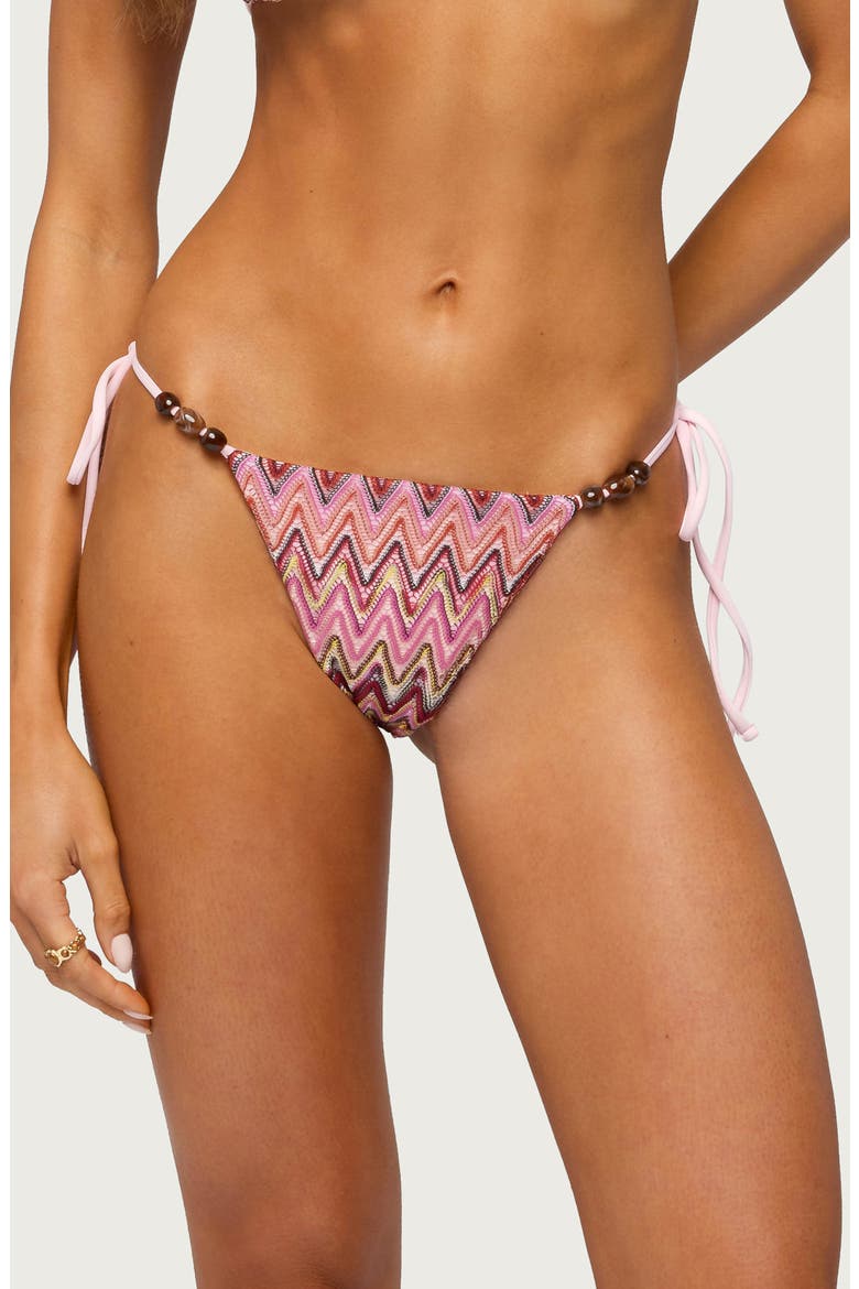 Alayna Zigzag Side Tie Bikini Bottoms, Main, color, PINK