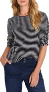 NZT by NIC+ZOE Striped Ruched Sleeve Top