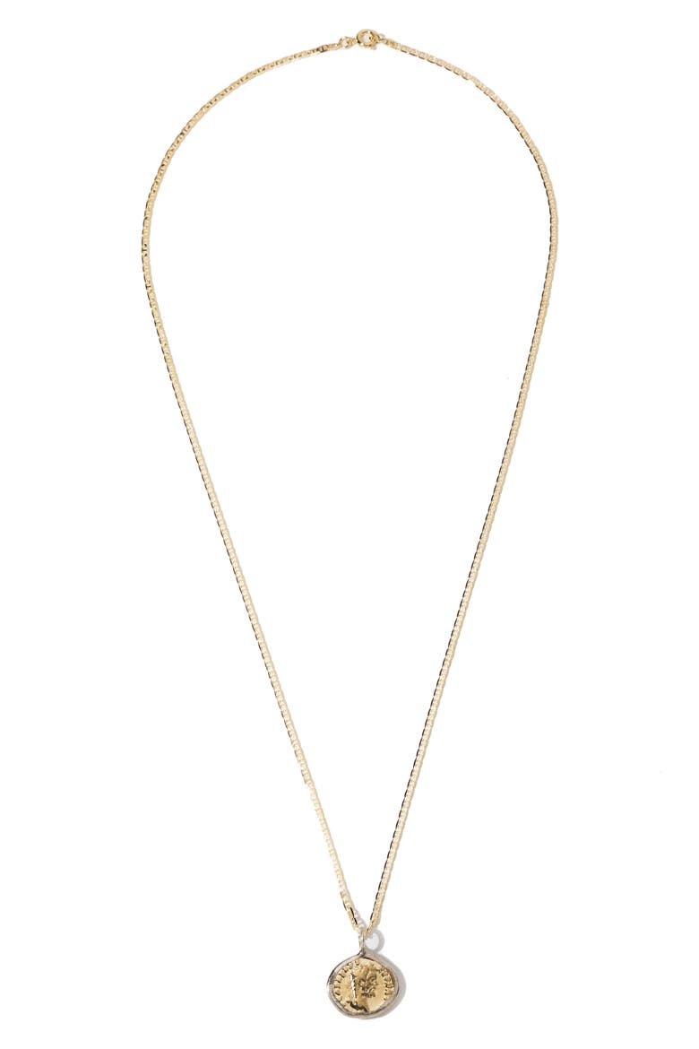 Caeser Coin Pendant Necklace, Alternate, color, 18K GOLD FILLED
