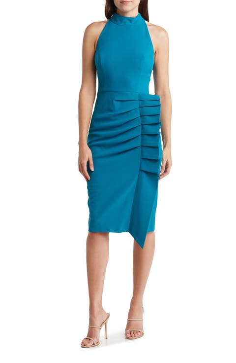 Sleeveless Pleat Ruffle Sheath Dress