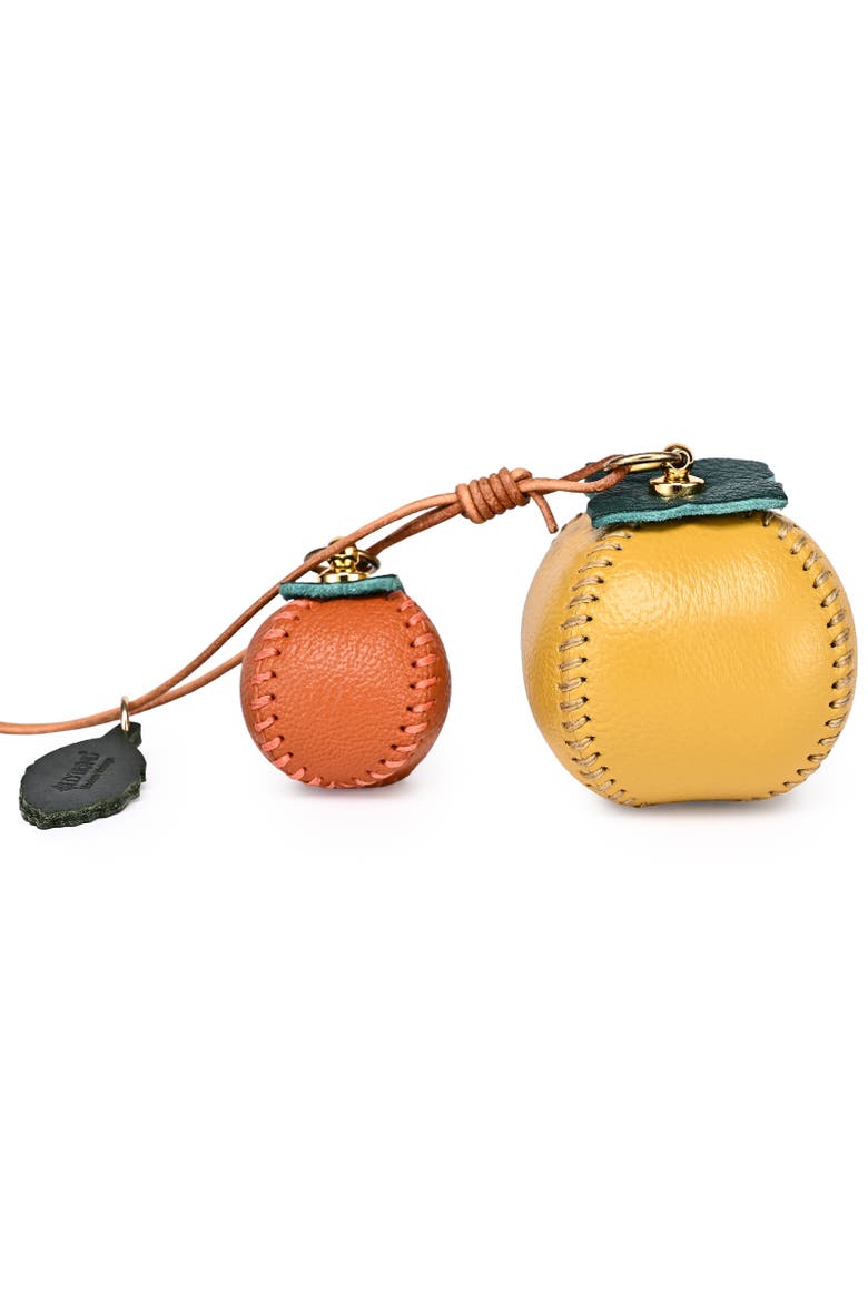 Persi Genuine Leather Botanical Fruit Charm, Main, color, Mustard & Terra Cotta