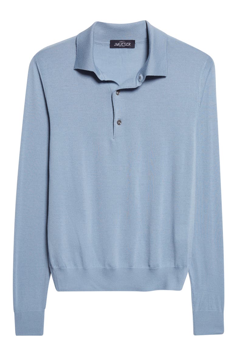 Wish Merino Wool Polo Sweater, Main, color, LT BLUE