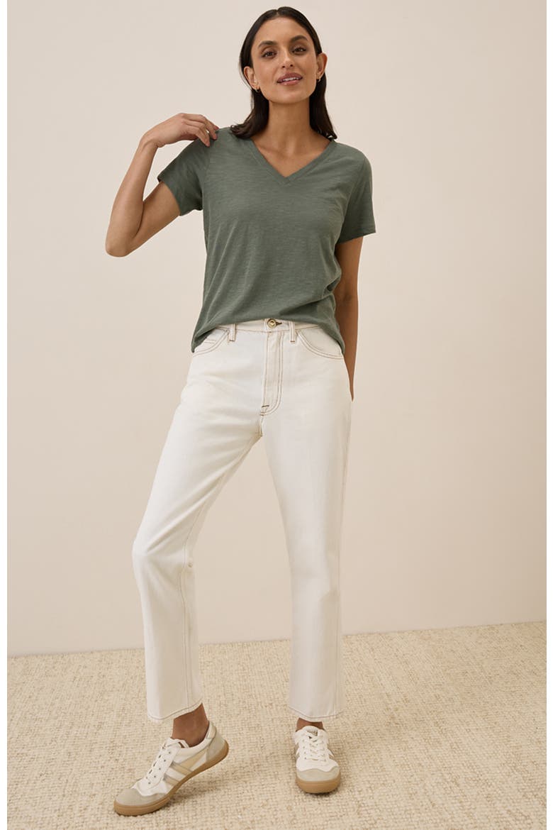 Organic Cotton Featherweight Slub V-Neck Tee, Alternate, color, Castor Green