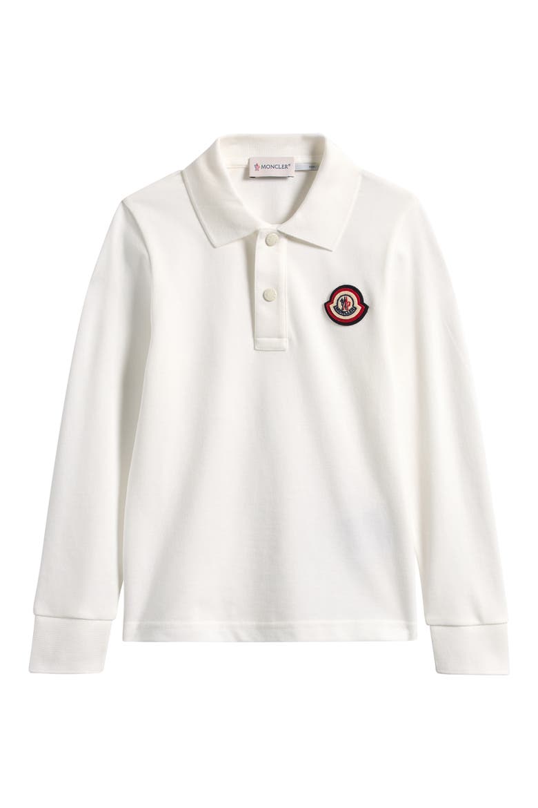 Kids' Logo Patch Long Sleeve Polo, Main, color, WHITE