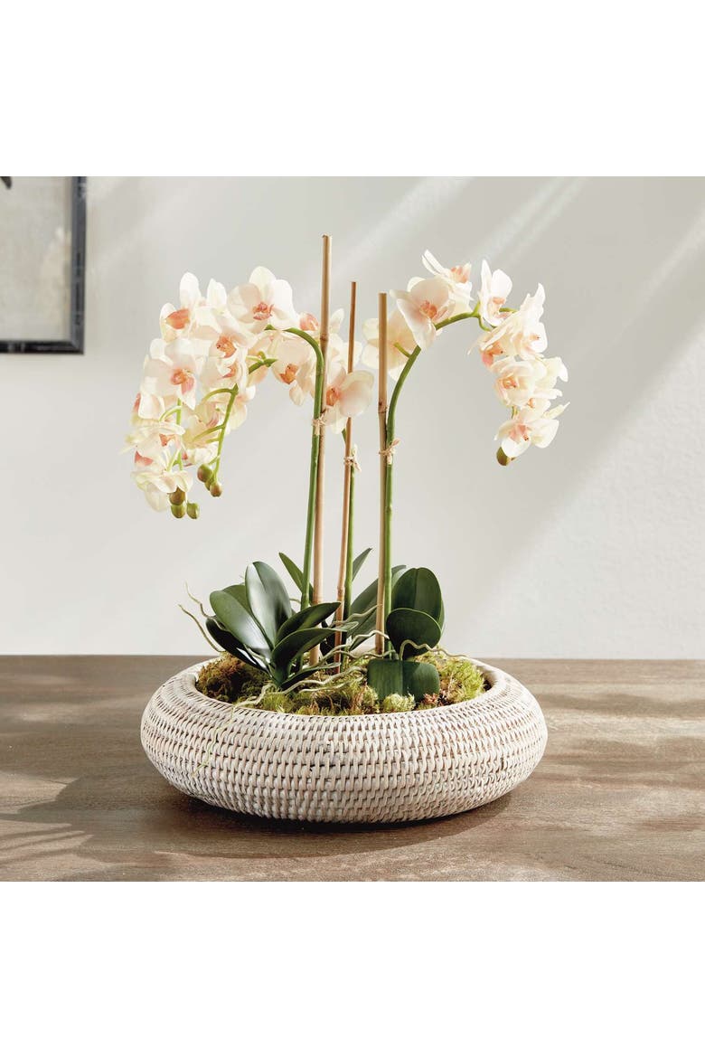 Burma Rattan Shallow Display Bowls Set Of 2, Alternate, color, White
