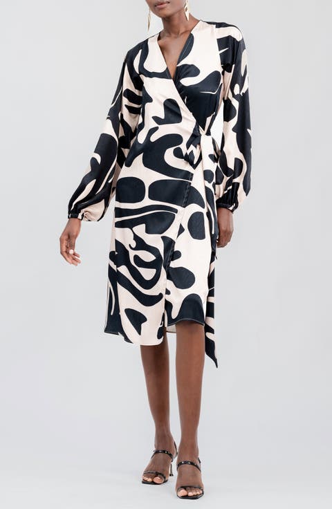 Lala Long Sleeve Midi Wrap Dress