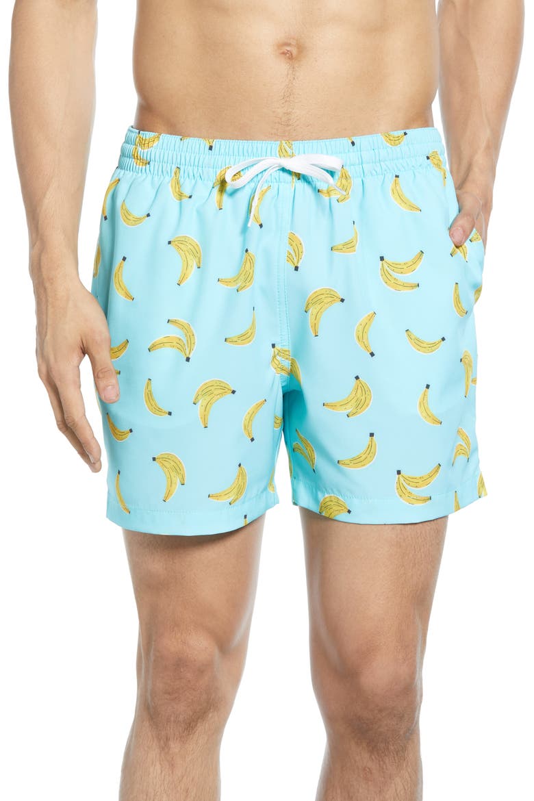 The Banana Stand Print Swim Trunks, Main, color, BANANAS