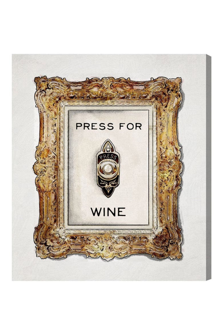 Press for Wine Canvas Wall Art, Main, color, WHITE