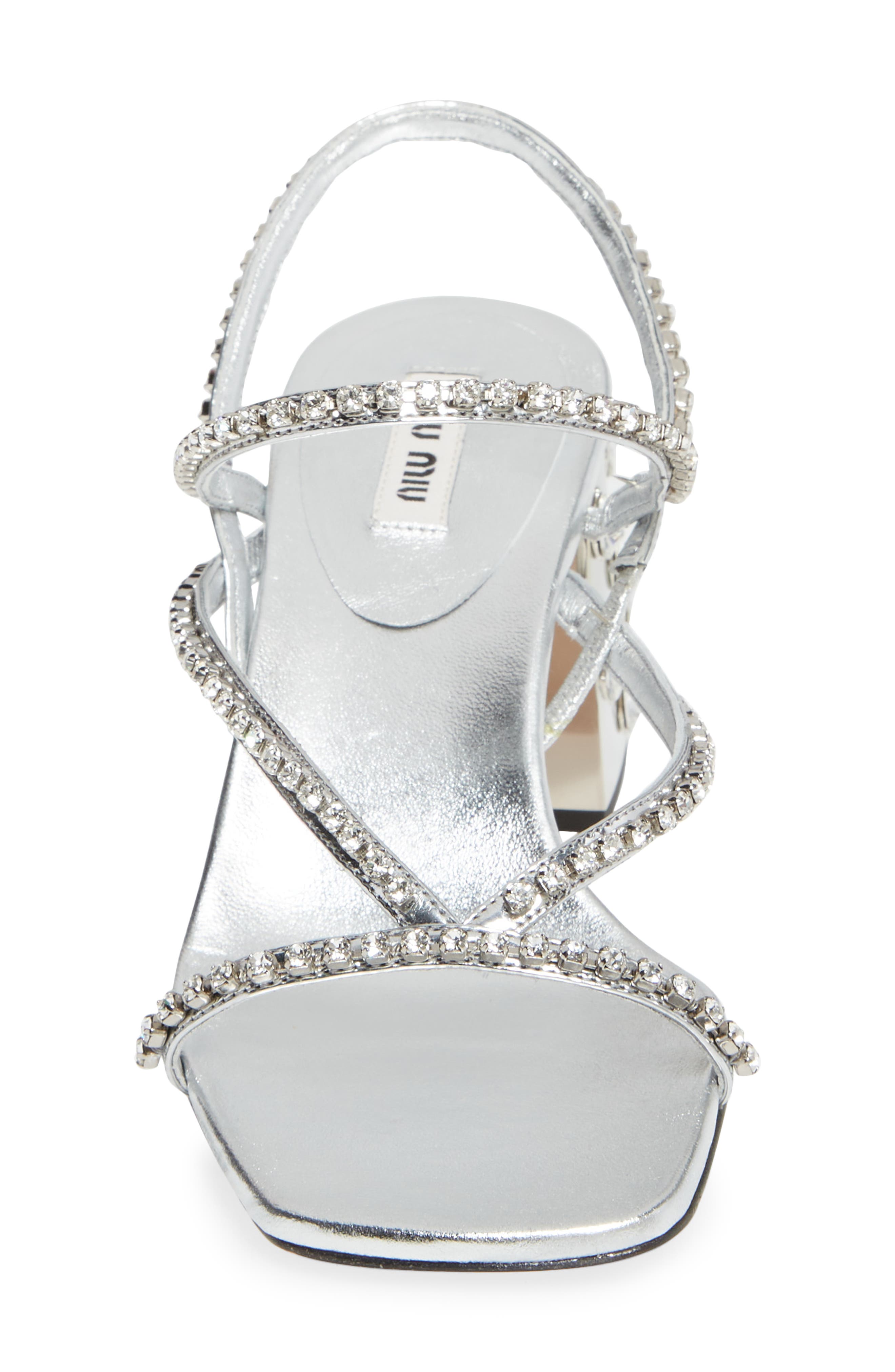 Crystal Embellished Block Heel Sandal, Alternate, color, ARGENTO