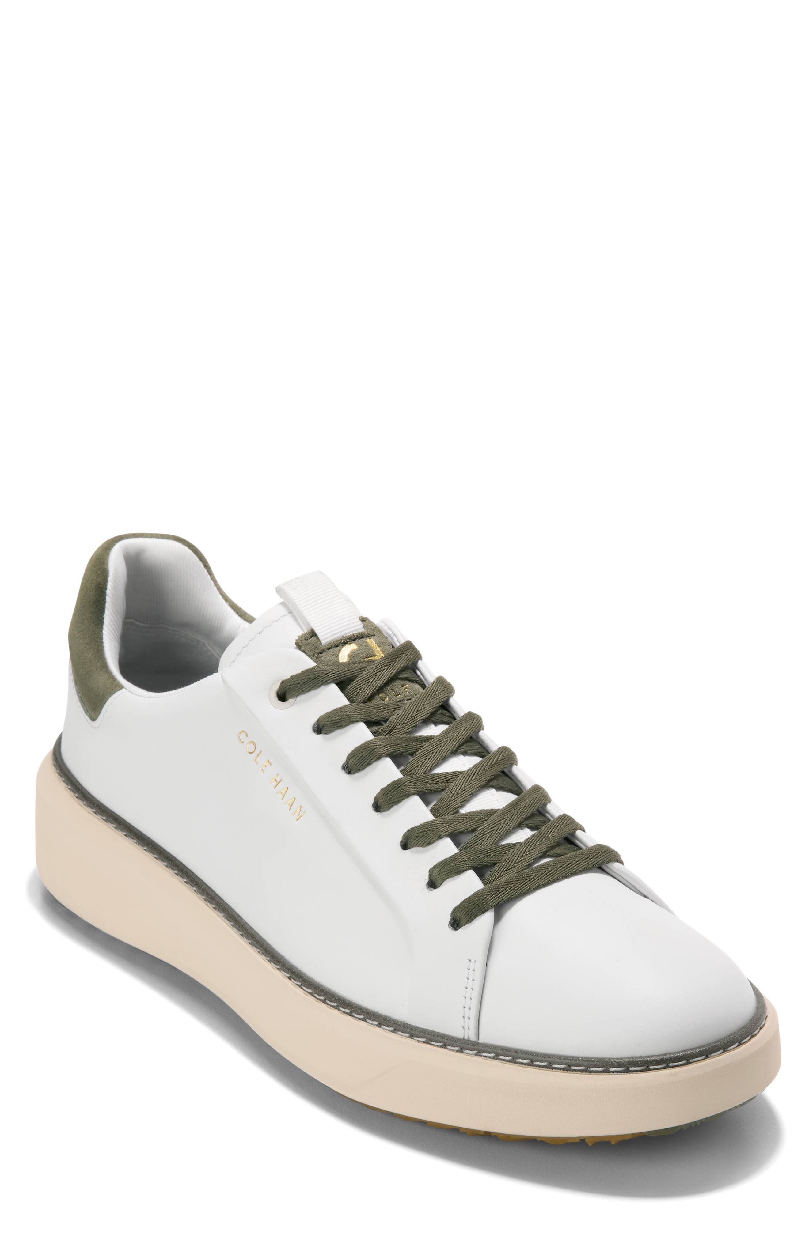  White / Dusty Olive Suede