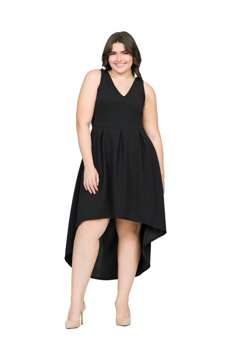24seven Comfort Apparel High Low Party Dress with Pockets, Main, color, Black