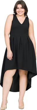 24seven Comfort Apparel High Low Party Dress with Pockets
