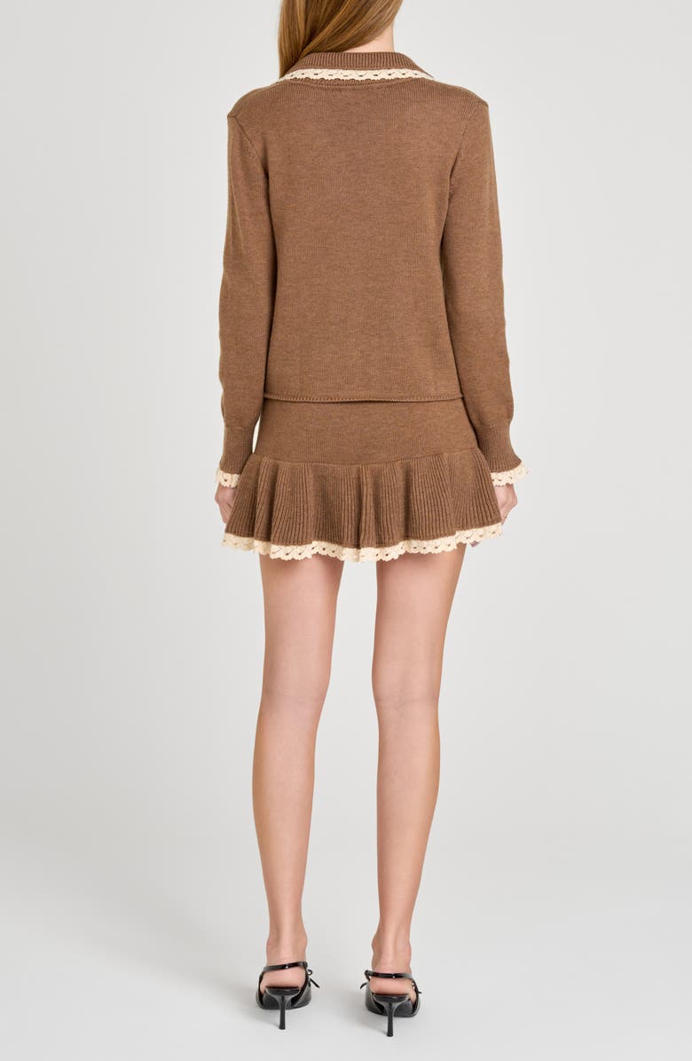 WAYF Ginger Lace Trim Knit Skirt, Alternate, color, Mocha