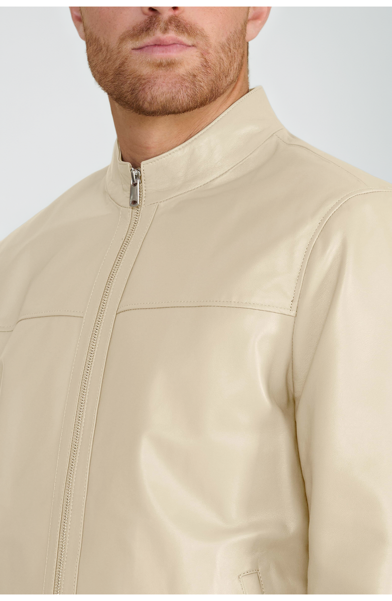 Furniq UK Otis Racer Leather Jacket, Alternate, color, Brown