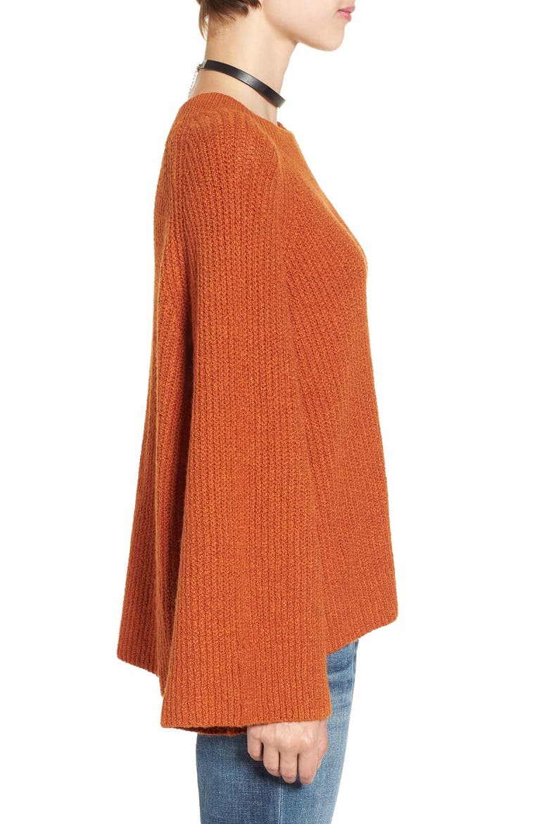 Knit Bell Sleeve Pullover, Alternate, color, RUST CIDER