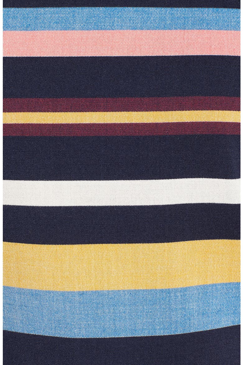 SHORT SLEEVE PEPLUM TOP, Alternate, color, NAVY- CORAL STRIPE