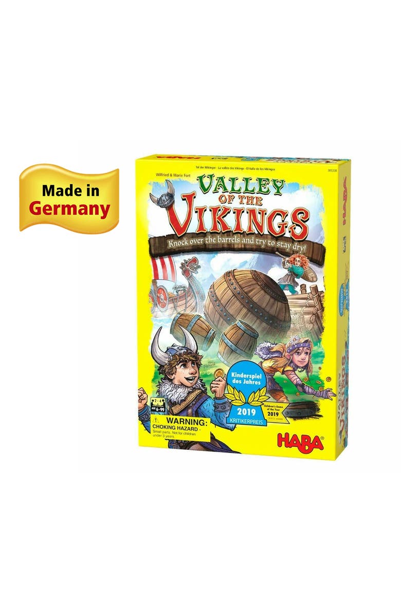 HABA Valley of The Vikings Fun Kids Board Games, Action-Packed Barrel Bowling Adventure Games for Ages 6+, 2019 Children's Game of The Year Winner, Alternate, color, Yellow Multi