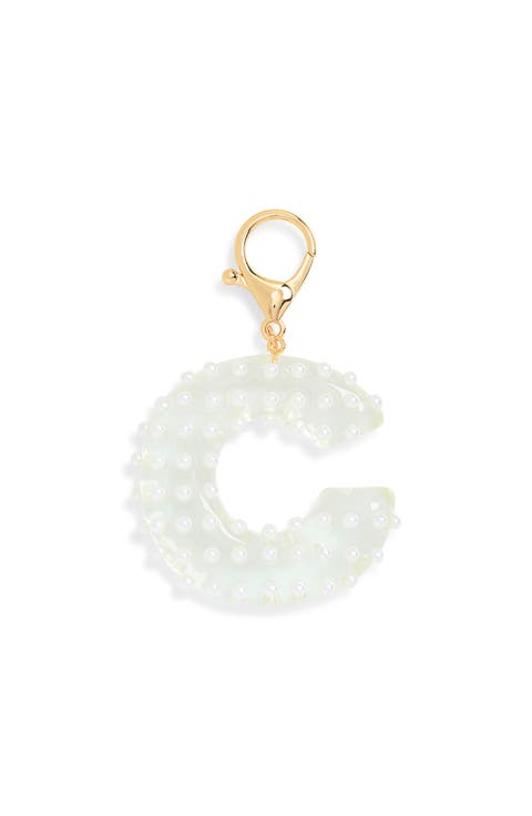 Faux Pearl Initial Bag Charm
