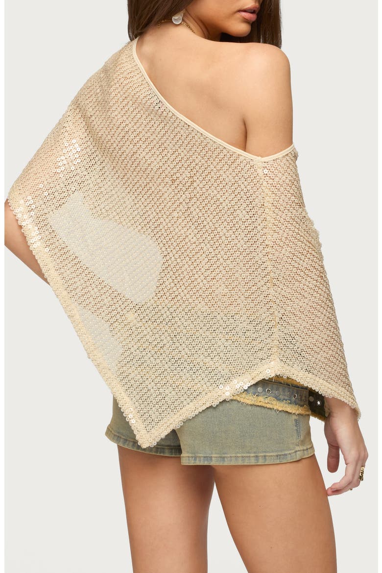 Alanna Sequin Open Stitch Poncho, Alternate, color, GOLD