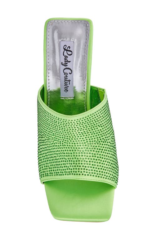 Shop Lady Couture Rhinestone Wedge Slide Sandal In Lime