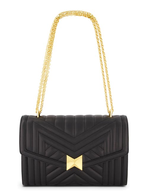 Mac Duggal Gold Plated Hardware Quilted Napa Leather Handbag In Black