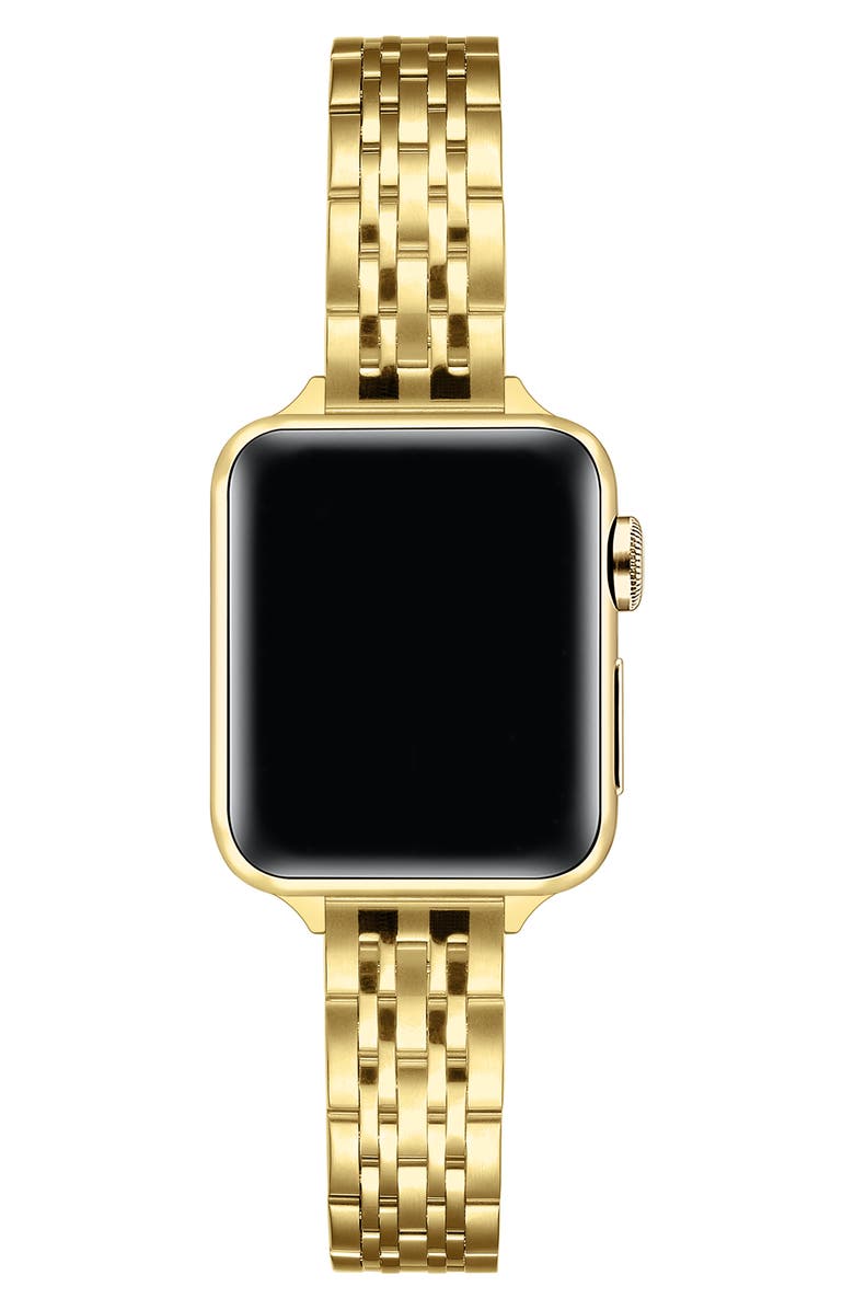 Posh Tech Rainey Skinny Stainless Steel Apple Watch<sup>®</sup> Watchband, Alternate, color, Gold